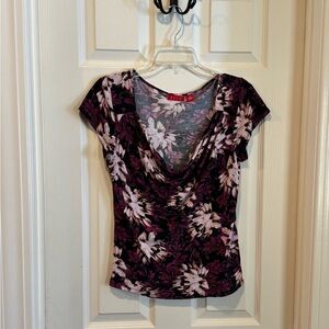 Elle Black, Purple, and Pink Floral Top